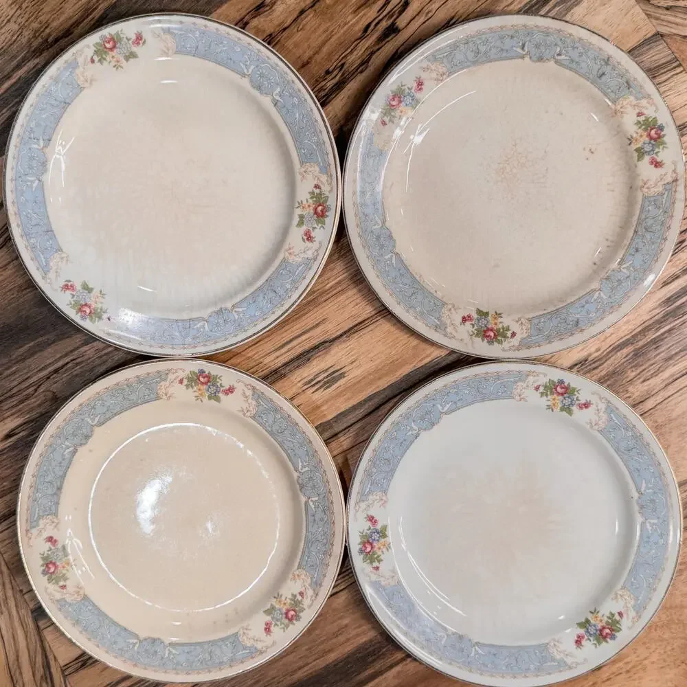 1939 Edwin Knowles-Blue Dawn Collection,Semi-Vitreous-Salad Plates-7.5”-Set of 4